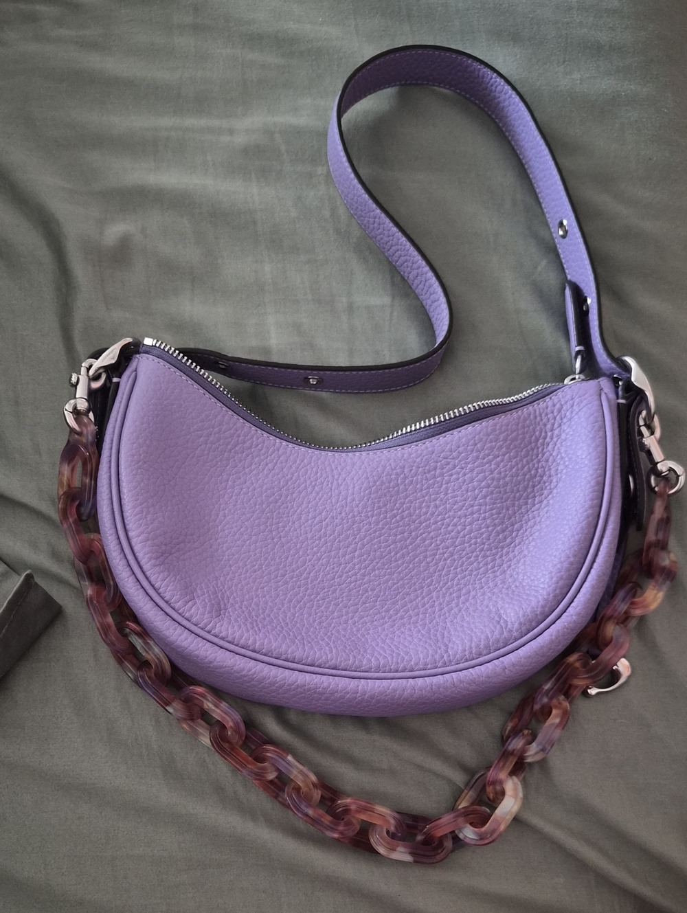 Lavender Crescent Coach Luna Shoulder Bag